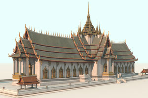พระที่นั่งสรรเพชญมหาปราสาท กราฟิก 3มิติ 3D Model Thai temple