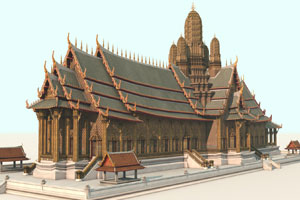 พระที่นั่งวิหารสมเด็จ 3D Model กราฟิก 3มิติ Thai Palace
