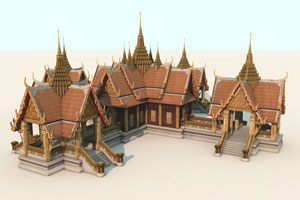 พระที่นั่งเบญจรัตน์มหาปราสาท กราฟิก 3มิติ 3D Model Thai Palace