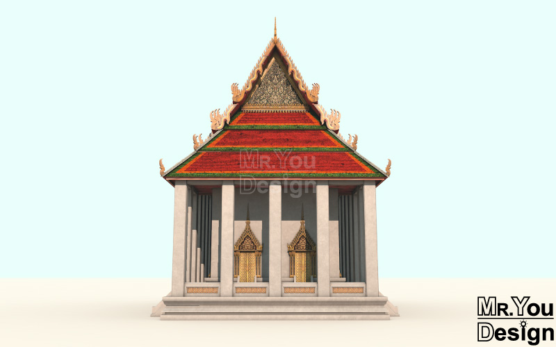 วัดพระยาไกร กราฟิก 3มิติ 3D Model Thai Temple