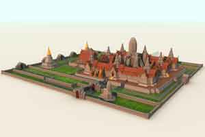 จำลองวัดไทย วัดไชยวัฒนาราม จ.อยุธยา 3D Model โมเดล
