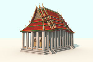 วัดพระยาไกร กราฟิก 3มิติ 3D Model Thai Temple