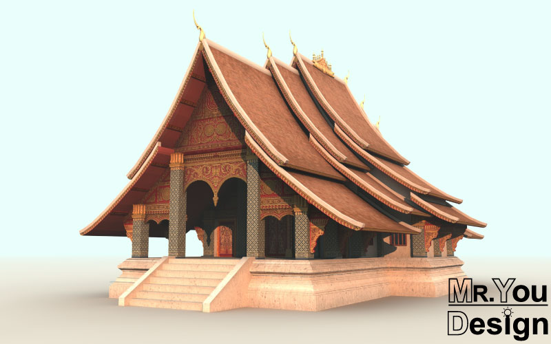 จำลองวัดเชียงคาน จ.เลย 3D Model โมเดล วัดไทย
