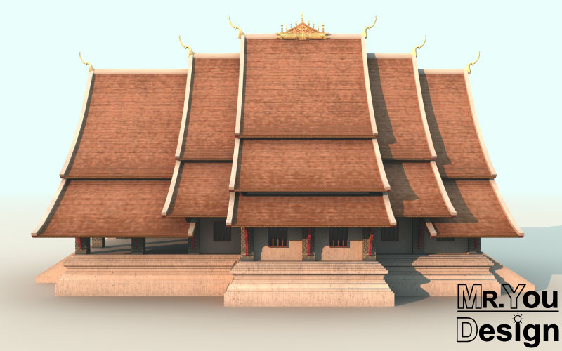 จำลองวัดเชียงคาน จ.เลย 3D Model โมเดล วัดไทย