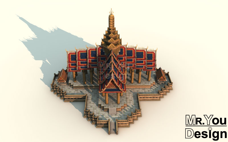 พระที่นั่งจักรวรรดิไพชยนต์ แบบจำลองกราฟริก 3 มิติ 3D Model