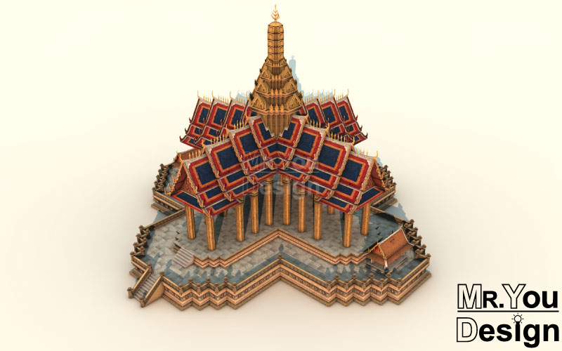 พระที่นั่งจักรวรรดิไพชยนต์ แบบจำลองกราฟริก 3 มิติ 3D Model