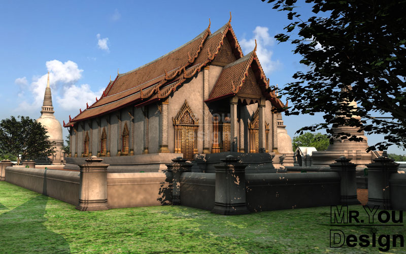 วัดมเหยงคณ์ จ.พระนครศรีอยุธยา แบบจำลองภาพกราฟริก 3มิติ 3D Model