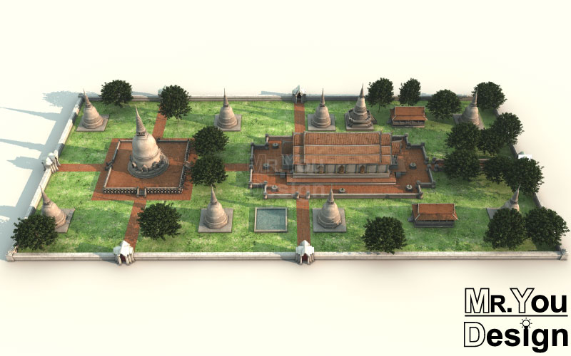 วัดมเหยงคณ์ จ.พระนครศรีอยุธยา แบบจำลองภาพกราฟริก 3มิติ 3D Model
