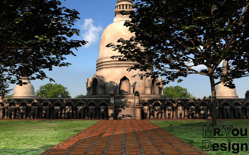 วัดมเหยงคณ์ จ.พระนครศรีอยุธยา แบบจำลองภาพกราฟริก 3มิติ 3D Model