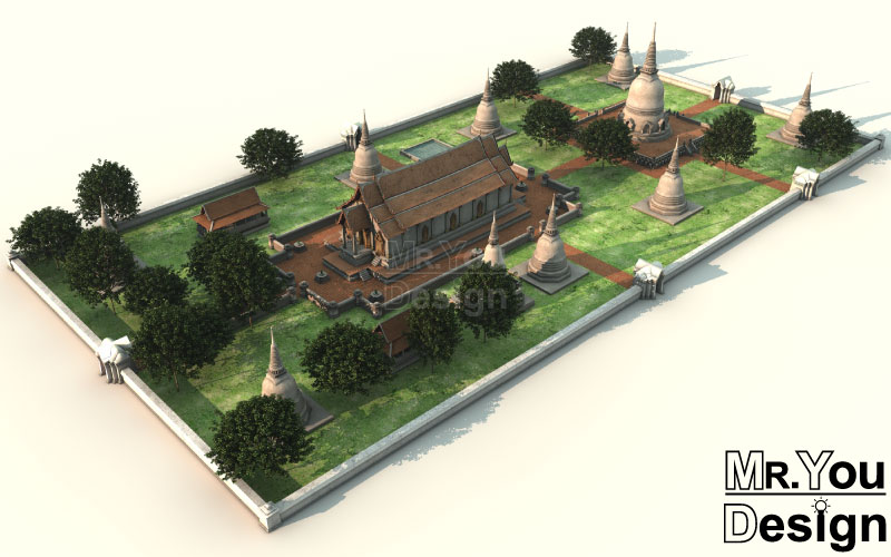 วัดมเหยงคณ์ จ.พระนครศรีอยุธยา แบบจำลองภาพกราฟริก 3มิติ 3D Model