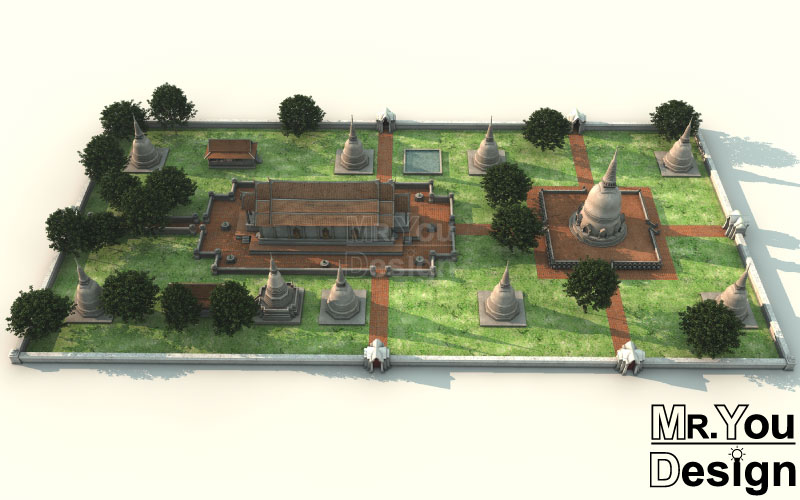 วัดมเหยงคณ์ จ.พระนครศรีอยุธยา แบบจำลองภาพกราฟริก 3มิติ 3D Model