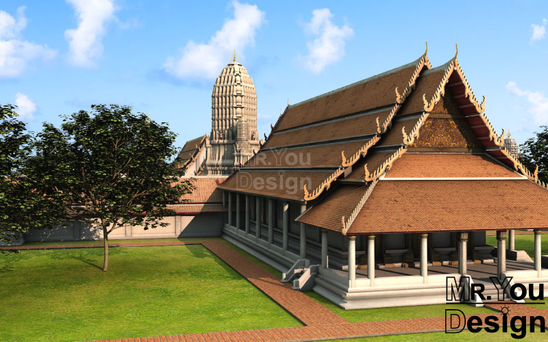 วัดพระราม 3มิติ 3D Model ภาพกราฟริก