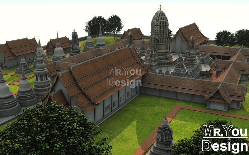 วัดพระราม 3มิติ 3D Model ภาพกราฟริก