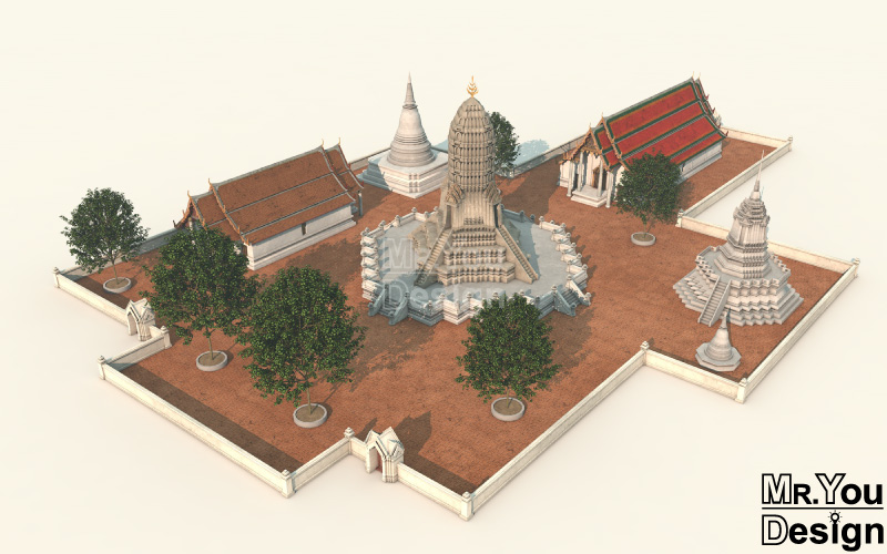 วัดวรเชษฐ์นอก กราฟิก 3มิติ 3D Model Thaitemple