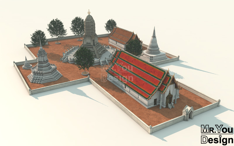 วัดวรเชษฐ์นอก กราฟิก 3มิติ 3D Model Thaitemple