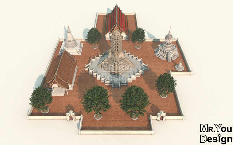 วัดวรเชษฐ์นอก กราฟิก 3มิติ 3D Model Thaitemple