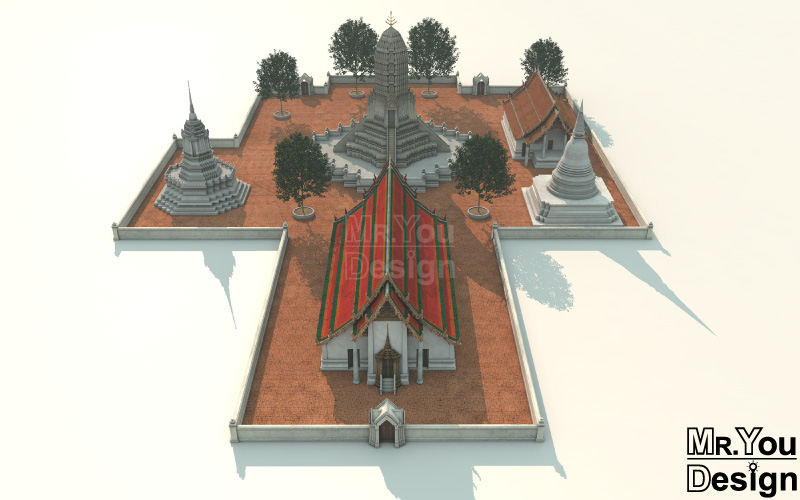 วัดวรเชษฐ์นอก กราฟิก 3มิติ 3D Model Thaitemple