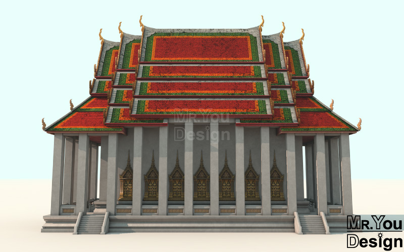 วัดพระยาไกร กราฟิก 3มิติ 3D Model Thai Temple