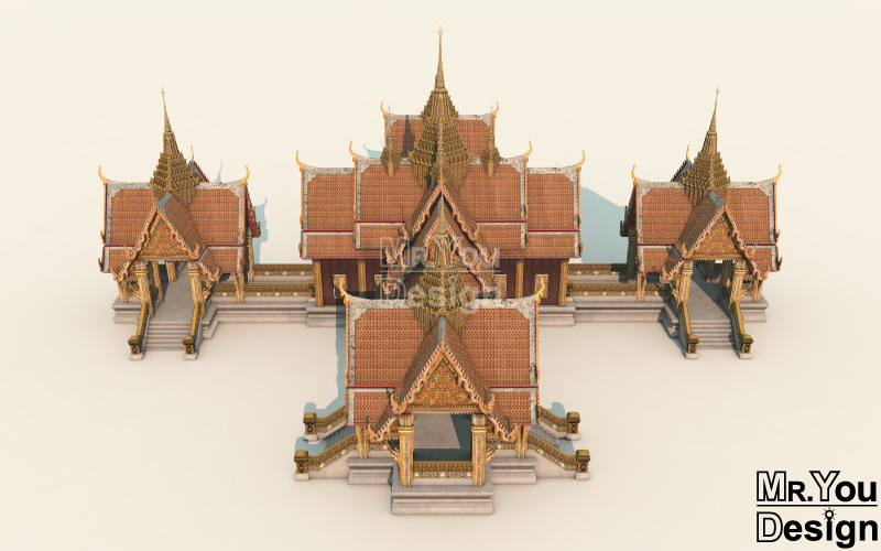 พระที่นั่งเบญจรัตน์มหาปราสาท ภาพกราฟิก 3มิติ 3D Model Thai Palace