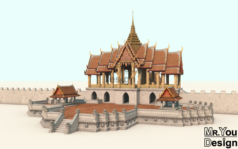 พระที่นั่งจักรวรรดิไพชยนต์ ภาพกราฟิก 3มิติ 3D Model Thai Palace