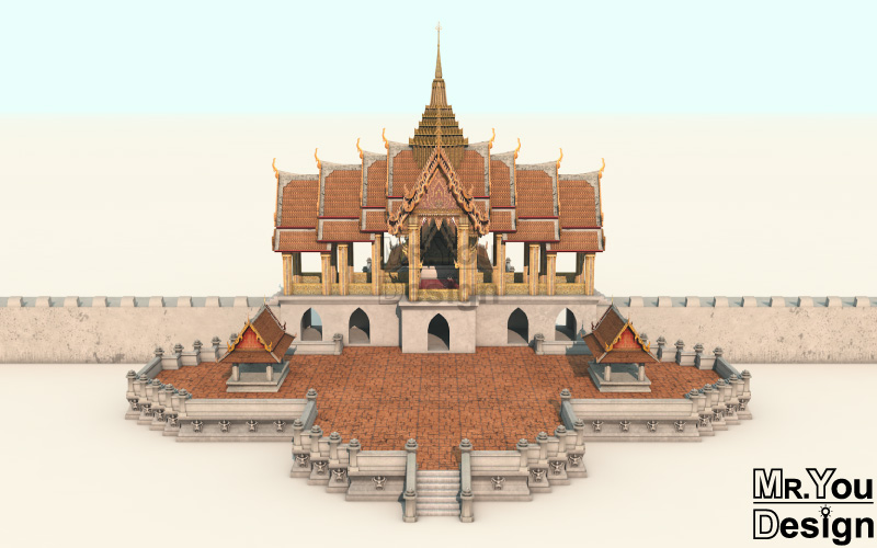 พระที่นั่งจักรวรรดิไพชยนต์ ภาพกราฟิก 3มิติ 3D Model Thai Palace
