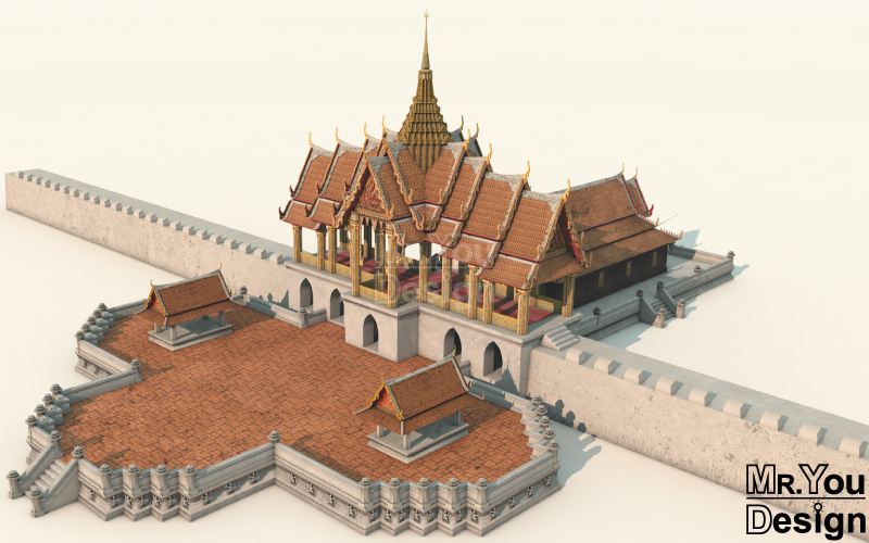 พระที่นั่งจักรวรรดิไพชยนต์ ภาพกราฟิก 3มิติ 3D Model Thai Palace