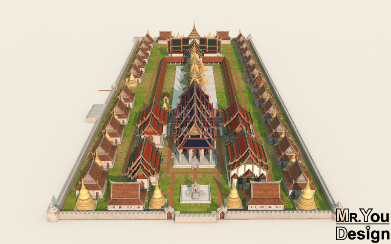 วัดพระศรีสรรเพชญ์ Resize ภาพกราฟิก 3มิติ 3D Model Thai Temple