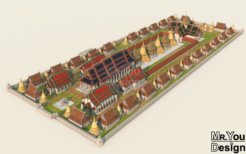 วัดพระศรีสรรเพชญ์ Resize ภาพกราฟิก 3มิติ 3D Model Thai Temple