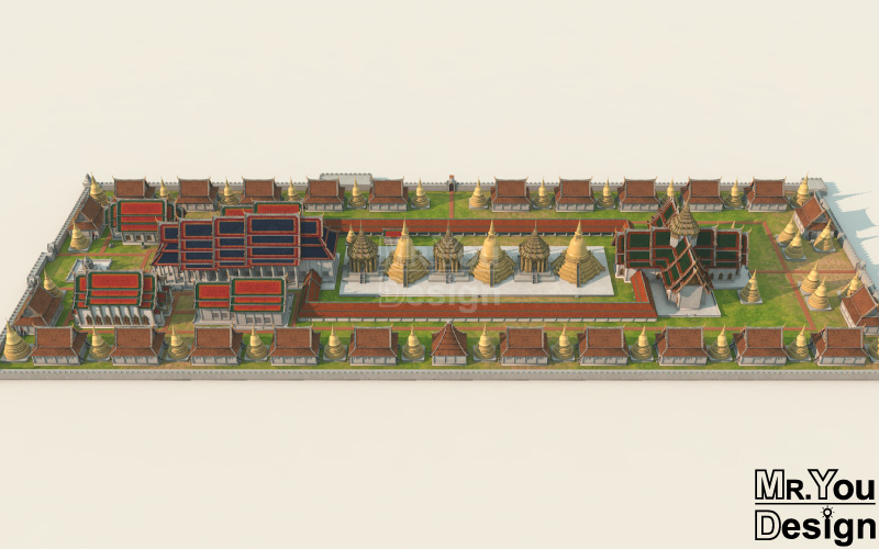 วัดพระศรีสรรเพชญ์ Resize ภาพกราฟิก 3มิติ 3D Model Thai Temple