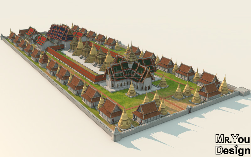 วัดพระศรีสรรเพชญ์ Resize ภาพกราฟิก 3มิติ 3D Model Thai Temple