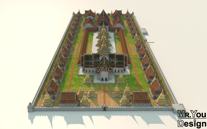 วัดพระศรีสรรเพชญ์ Resize ภาพกราฟิก 3มิติ 3D Model Thai Temple