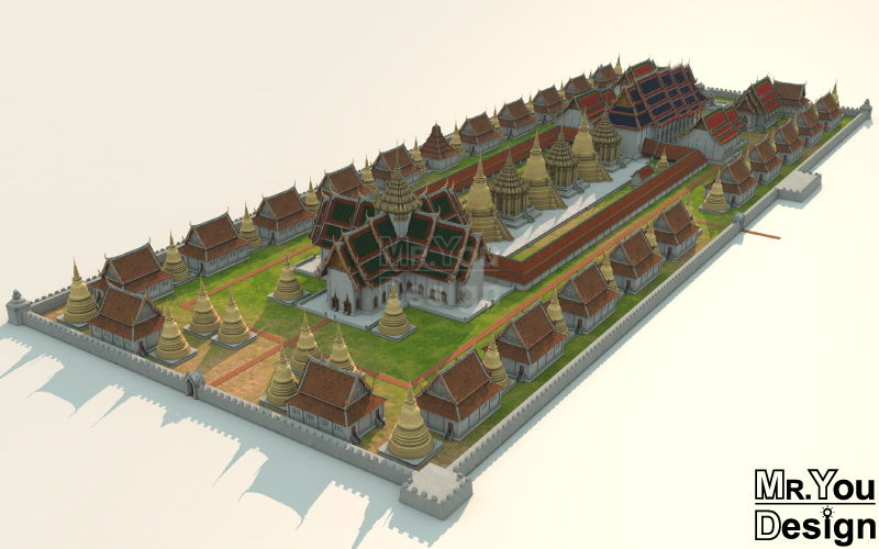 วัดพระศรีสรรเพชญ์ Resize ภาพกราฟิก 3มิติ 3D Model Thai Temple