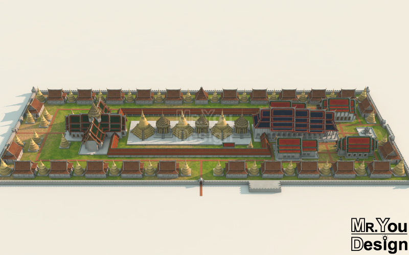 วัดพระศรีสรรเพชญ์ Resize ภาพกราฟิก 3มิติ 3D Model Thai Temple