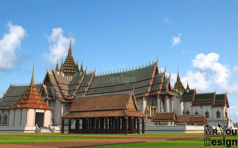 พระราชวังหลวงอยุธยา Ayutthaya Palace ภาพกราฟิก 3มิติ 3D Model Thai Palace