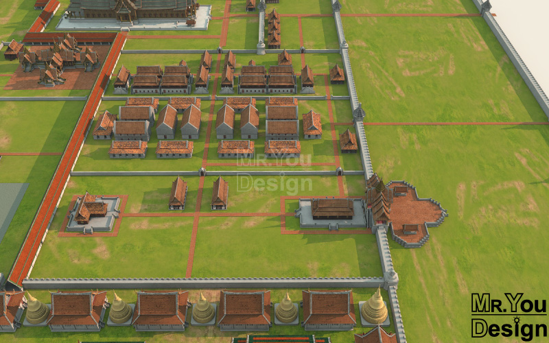 พระราชวังหลวงอยุธยา Ayutthaya Palace ภาพกราฟิก 3มิติ 3D Model Thai Palace