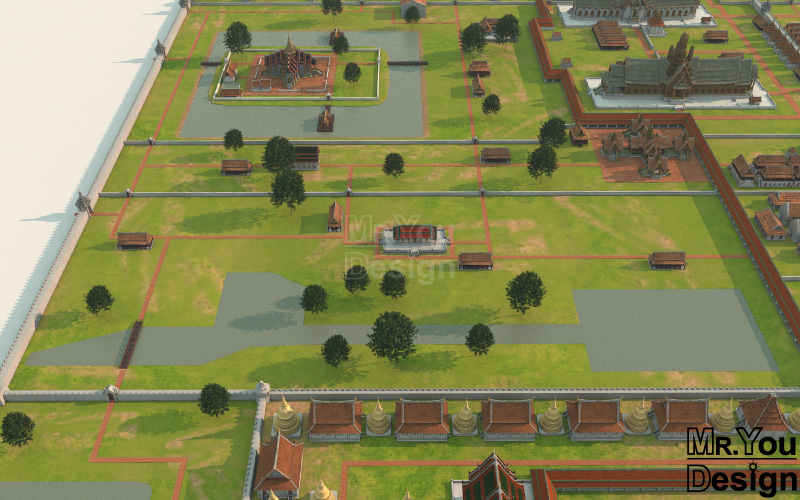 พระราชวังหลวงอยุธยา Ayutthaya Palace ภาพกราฟิก 3มิติ 3D Model Thai Palace