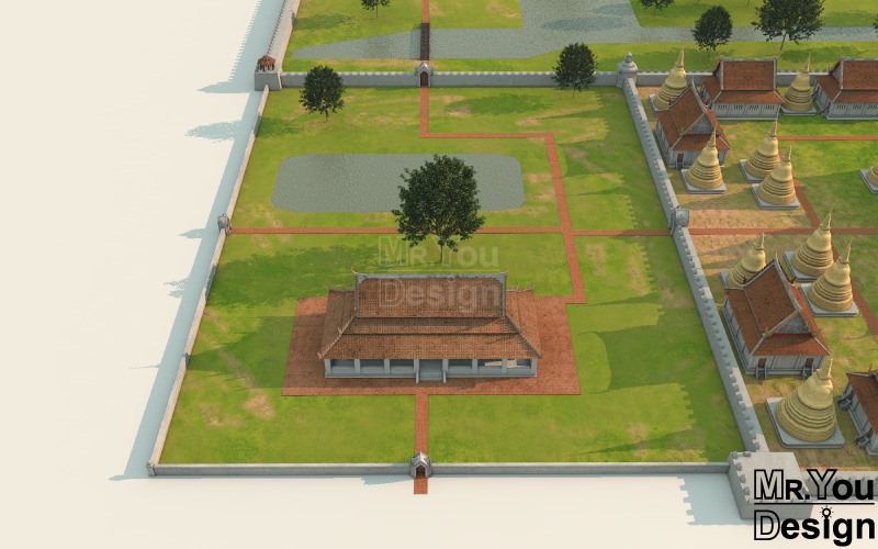 พระราชวังหลวงอยุธยา Ayutthaya Palace ภาพกราฟิก 3มิติ 3D Model Thai Palace