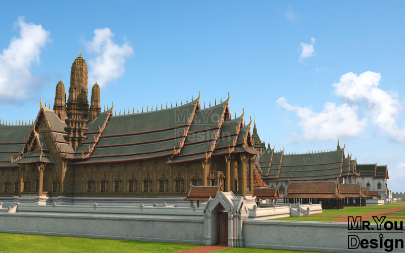 พระราชวังหลวงอยุธยา Ayutthaya Palace ภาพกราฟิก 3มิติ 3D Model Thai Palace
