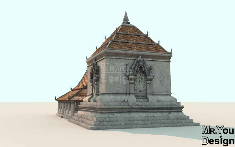 วัดตระพังทองหลาง สุโขทัย Wat Traphung Thonglang Sukhothai ภาพกราฟิก 3มิติ 3D Model Thai Temple