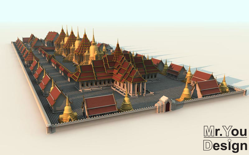 วัดพระศรีสรรเพชญ์ 3D Model Thai temple 3D โมเดล