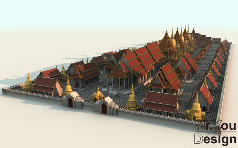 วัดพระศรีสรรเพชญ์ 3D Model Thai temple 3D โมเดล