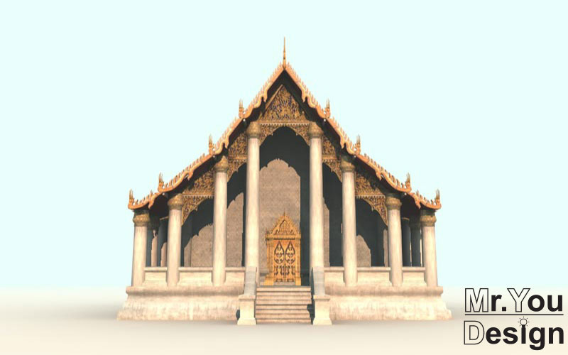 จำลองวัดไทย 3D Model Thai temple 3D โมเดล