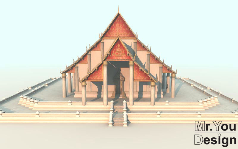 วัดมงคลบพิตร 3D Model Thai temple 3D โมเดล