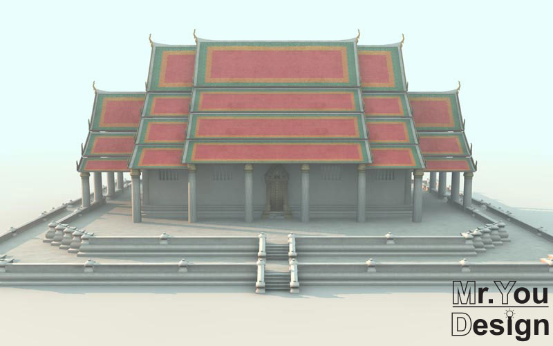 วัดมงคลบพิตร 3D Model Thai temple 3D โมเดล