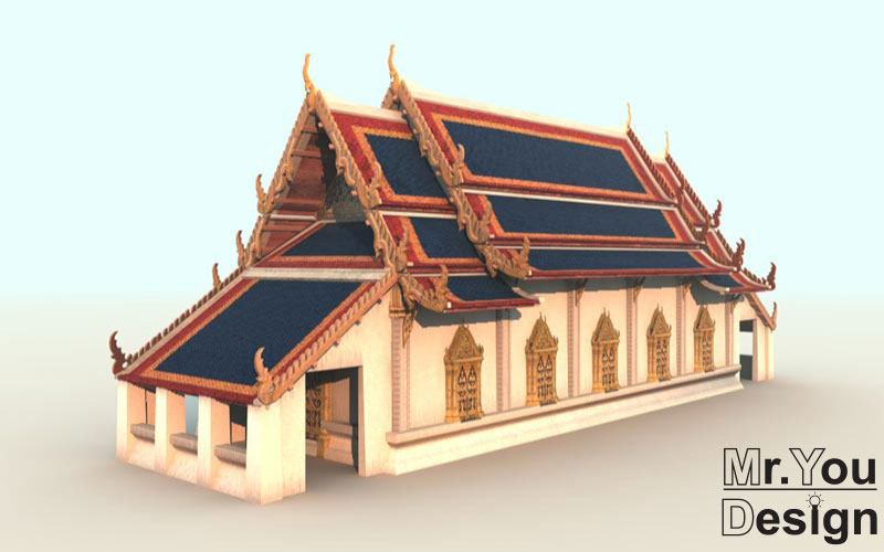 จำลองวัดไทย 3D Model Thai temple 3D โมเดล