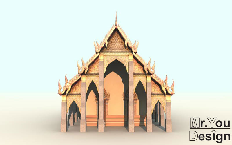 จำลองวัดไทย 3D Model Thai temple 3D โมเดล